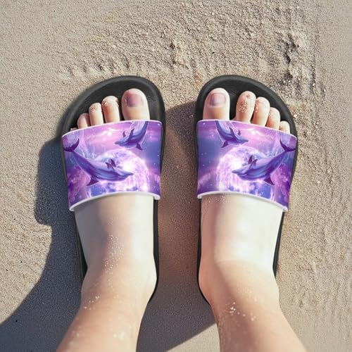 Image of Unisex Slides for Girls Boys Comfortable Slippers Slides Non-slip Shower Shoes House Fashion Thick for Indoor & Outdoor Gifts