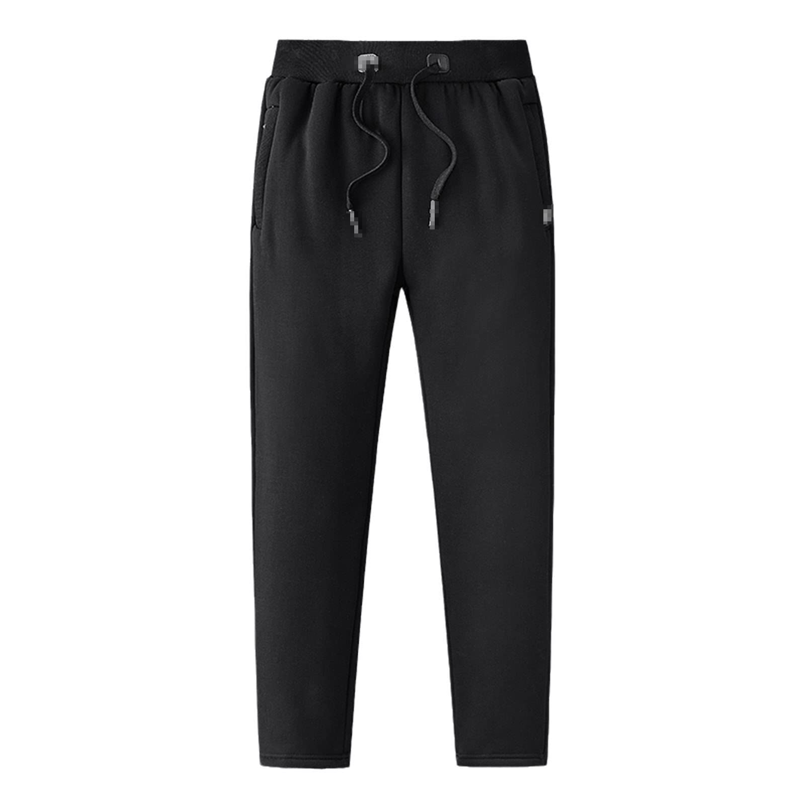 MenS Thick Warm Fleece Sweatpants Joggers Casual Track Pants Plus Size B Black