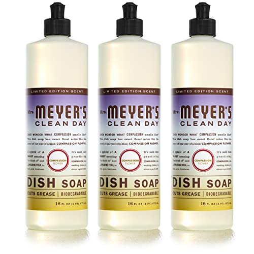 Mrs. Meyer's Liquid Dish Soap, Biodegradable Formula, Compassion Flower, 16 Fl. Oz - Pack Of 3 #TOP10