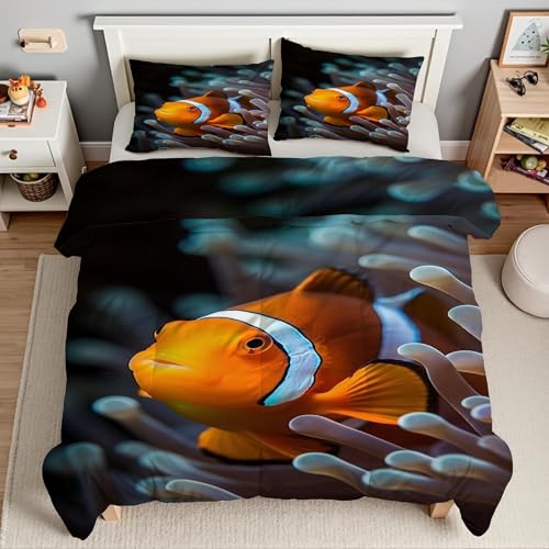 Parure de Lit 160x200 Corail Petit Poisson pour Chambre Parentale Zen