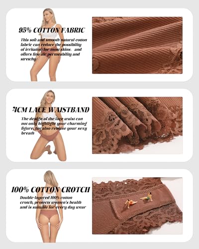 Sth Big Womens Cotton Underwear Sexy Lace Brazilian Panties Soft Breathable Cotton Bikini for Ladies 6 Pack3