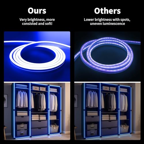 Image of 16.4 Feet LED Neon Strip Lights, with 12V Adapter, Waterproof IP65, Silicone Flexible Rope Light for Home Decor | Led Strip Lights | Neon Lights | 5 Meter | (Blue)