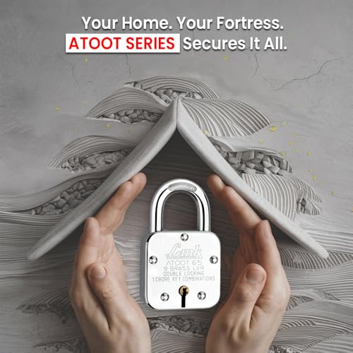 Image of Link Atoot 65 9 Brass Lever Double Locking Pad Lock (Silver) Pack of 2