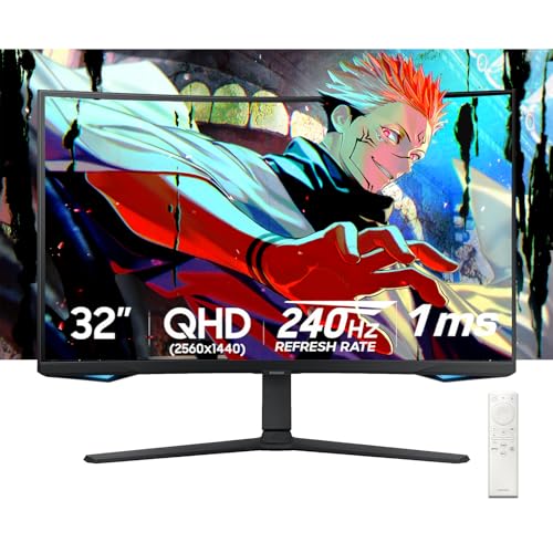 Samsung 32 Odyssey Curved Gaming Monitor | 240Hz, 1ms | QHD, HDR600 | AMD FreeSync Premium Pro | 1000R Curve | Gaming Hub, Smart TV |Includes Remote Control