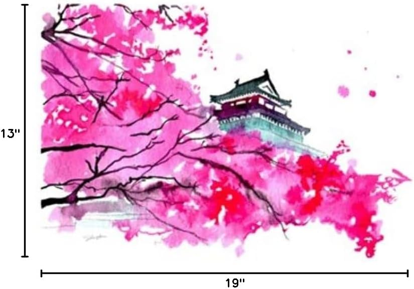 McGaw Graphics Japanese Temple Scene by Jessica Durrant, Art Print Poster 13" x 19"