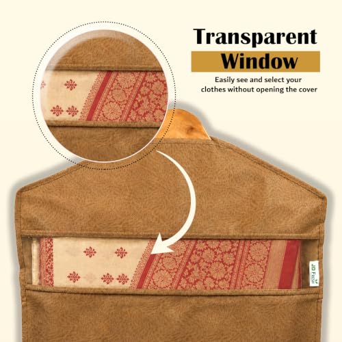 Image of JD FRESH 6 Pack Double Pocket Hanging Saree Bag for Wardrobe /Non Woven Clothes Bags for Storage /Breathable Hanging Saree Covers /Transparent Window Cloth Storage Bag /Stoarge Covers with Zip(Orange)