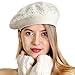 Wool Berets for Women White Knit Cap Rhinestone Ladies Barret Paris Barre Hat