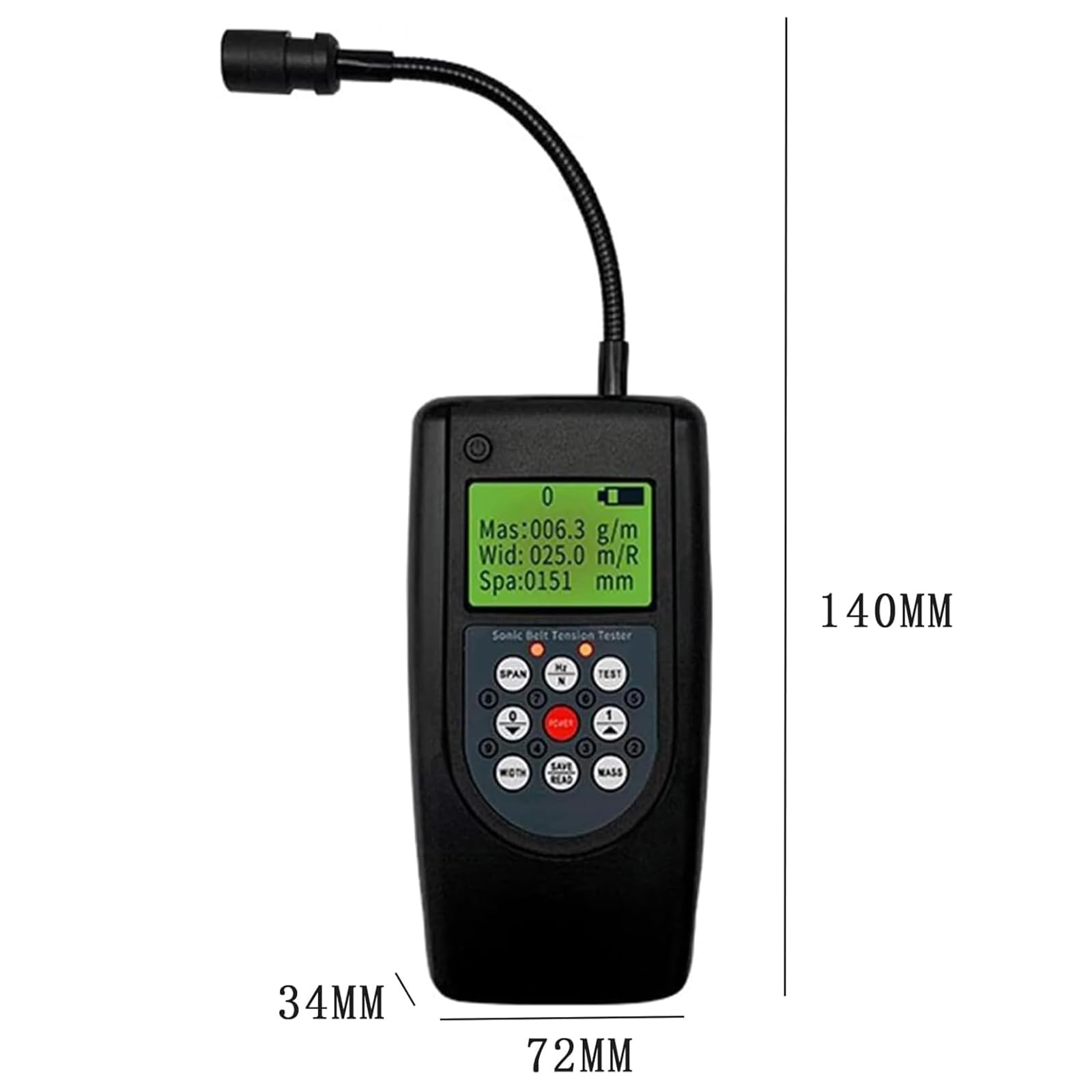 MObyat Tensiómetro Sónico De Correa, Tensiómetro Acústico con Pantalla LCD Retroiluminada, Almacena 20 Parámetros De Correa, Sonda Flexible, Duradero, De Alta Sensibilidad Y Respuesta Rápida