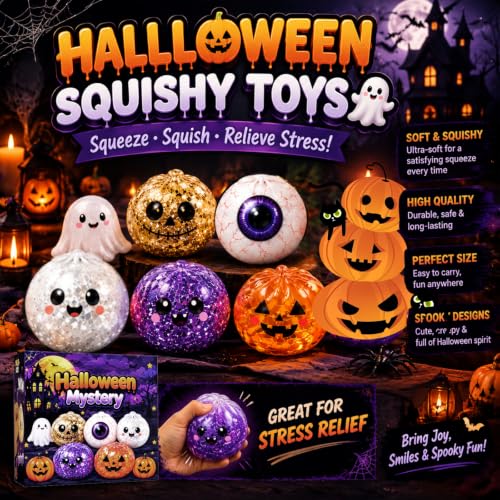 5 Pack Halloween Squishies Box Spooky Slow Rise Stress Ball Squeeze - image 2