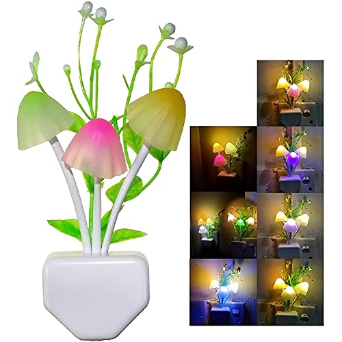 Sensor Led Night Light, Color Changing Plug-in LED Mushroom Light Dream Bed Lamp Cute NightLight Sweet Night Lights for Kids Adults