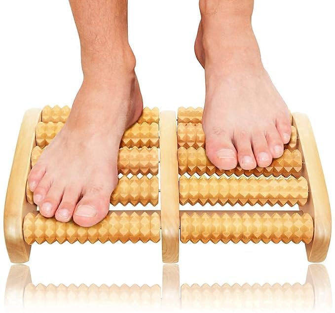 Mirvaan Wooden Foot Roller Massager 12 Wheel - Image 1