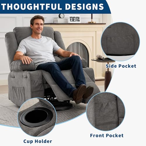 Image of Rocking Recliner Chair for Adults Oversized 360 Swivel Manual Recliner