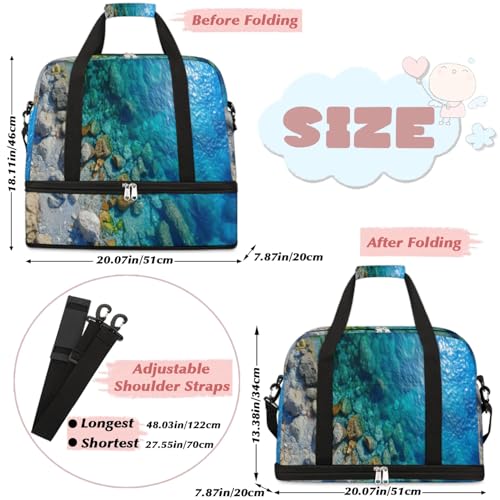 Bolsa de viaje separada y plegable de 47 L con estampado de mar oceánico 2