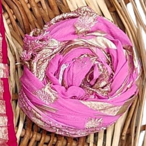 Image of Women's Pure Viscose Georgette Checks Zari Fabric Jaipuri Saree with Matching Blouse