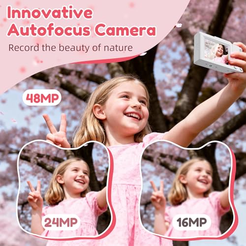 Image of Digital Camera, FHD 4K Digital Point and Shoot Camera with 16X Zoom Anti Shake, 48MP Compact Small Camera with 32GB Card for Boys Girls Kids Rose Pink
