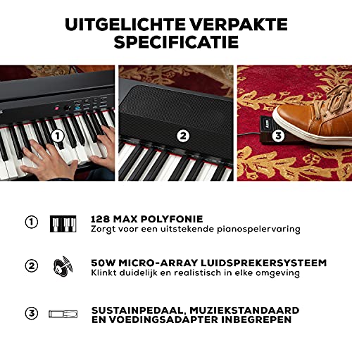Alesis Recital Grand – Digitale piano met 88 gewogen toetsen van volledig formaat met gegradeerde hameractie, 16… - Image 6