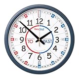 ertt Teaching Wall Clock - Learn The Time Wall Clock - Kids Analog Clock for Classroom, Playroom, Bedroom, Educational Room Decor - School Clock for Kids with Red Blue Face (35cm)