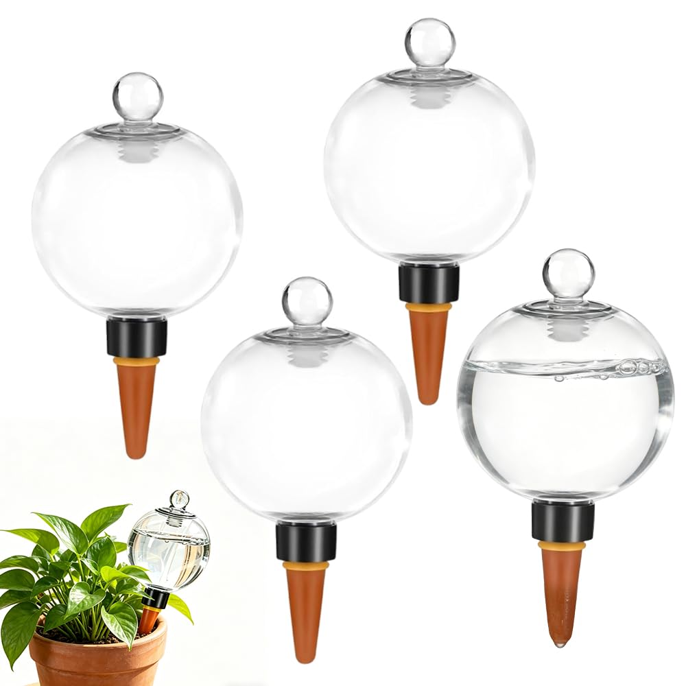 WDKXCN Plant Watering Globes, 4PCS Automatic Plant Waterer, 500ML Plants Feeders Drip Water, Portable Plants Watering Devices for Home Indoor Outdoor Balcony Dormitory