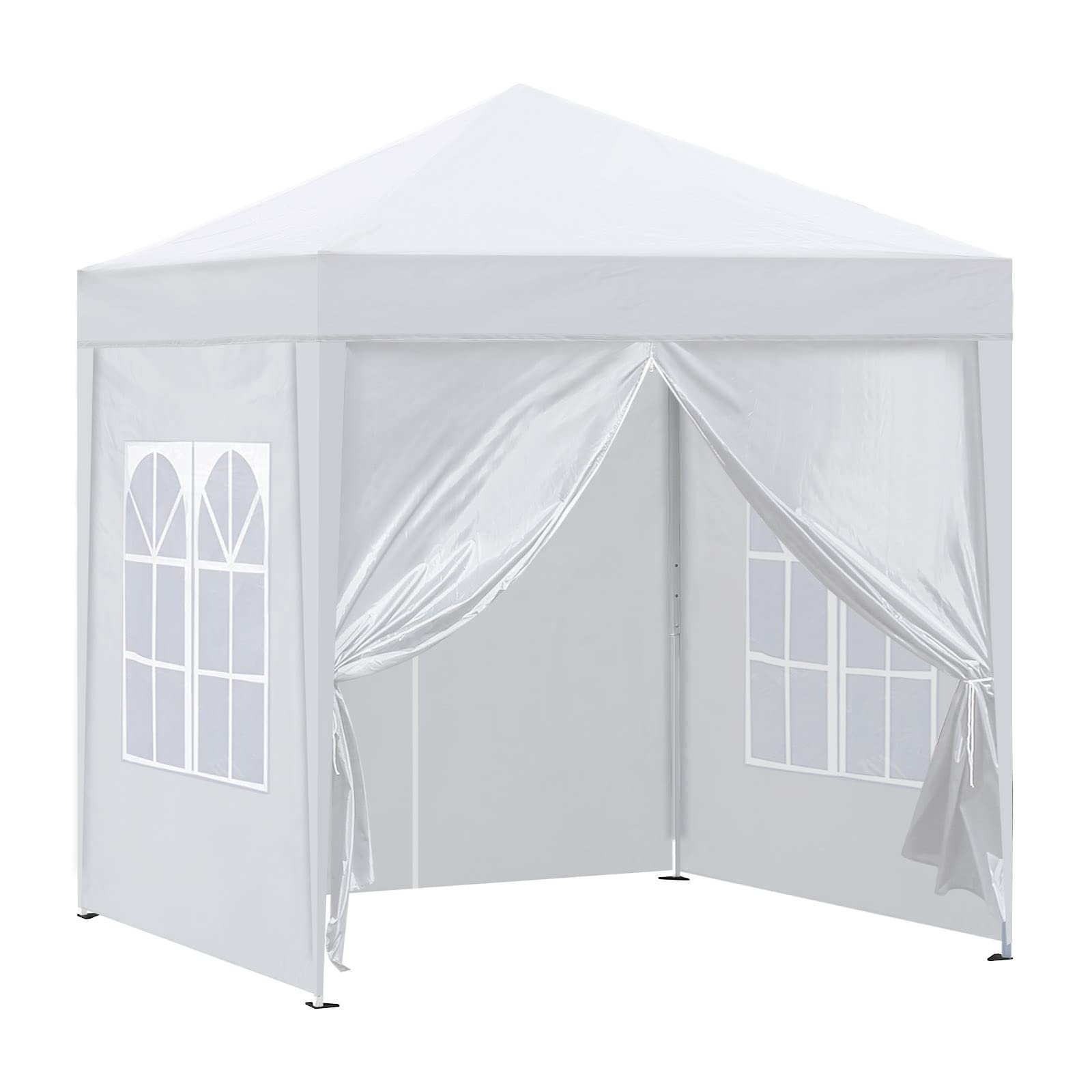 TUKAILAI Portable 3x3m Heavy Duty Gazebo Pop Up Garden Gazebo Awning Canopy Shelter with 4 Side Panels & Carry Bag Steel Frame Waterproof for Outdoor Wedding Party Event Four Seasons White