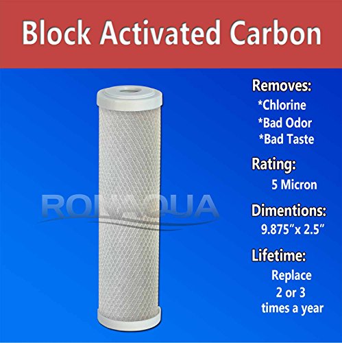 Block Activated Carbon Coconut Shell Water Filter Cartridge 5 Micron For Ro & Standard 10” Housing Well-Matched With Wfpfc8002, Wfpfc9001, Whcf-Whwc, Whef-Whwc, Fxwtc, Scwh-5 (2 Pack) #TOP1