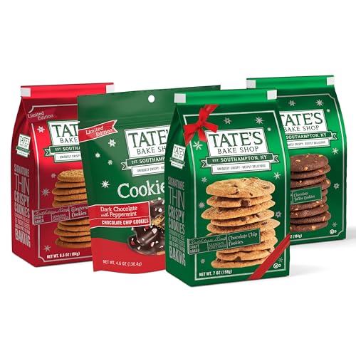 Tate's Bake Shop Holiday Cookies Variety Pack, Chocolate Chip, Toffee,
