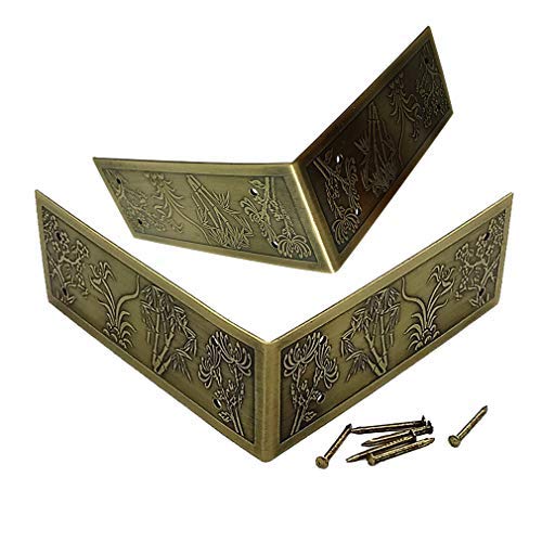 Protectores de esquinas de metal Protectores de esquinas de esquinas de encimera,4 piezas de latón en relieve Protectores de esquinas decorativas Tirantes Muebles clásicos Mesas y sillas Cubierta de b