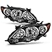 AKKON - For Black Bezel 2011-2013 Toyota Corolla Headlights Front Lamps Direct Replacement Left + Right Pair