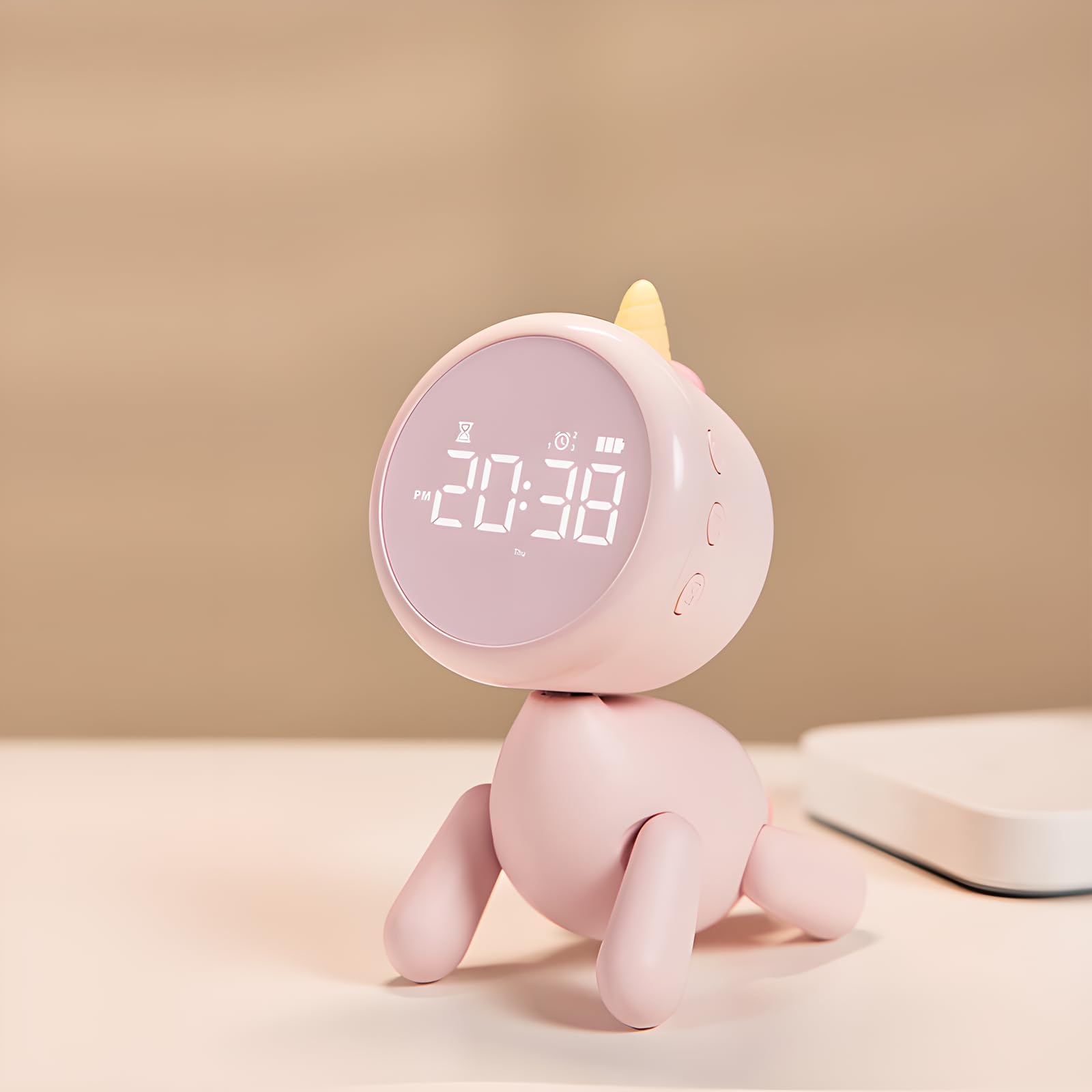 DanoltChildren's Digital Alarm Clock with Light Alarm Clock Without Ticking Unicorn Alarm Clock Girls with Light Function 6 Alarm Tones, Adjustable Alarm Volume, with Weekday, Timer, Compact Clock