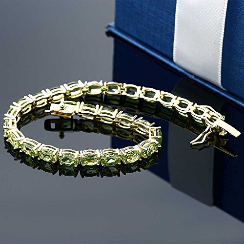 Gem Stone King Green Peridot Tennis Bracelet For Women | 925 Sterling Silver | 12.00 Cttw | Gemstone Birthstone | Oval 6X4MM | Length - 7 Inch | Fine Jewelry Gifts for Her Mom Women Wife4