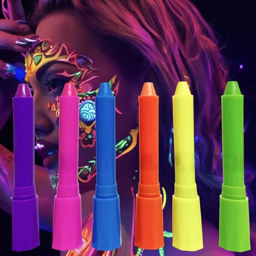 HISUNBEN Pintura De Cara De Neón Brillante UV, 6 Ceras