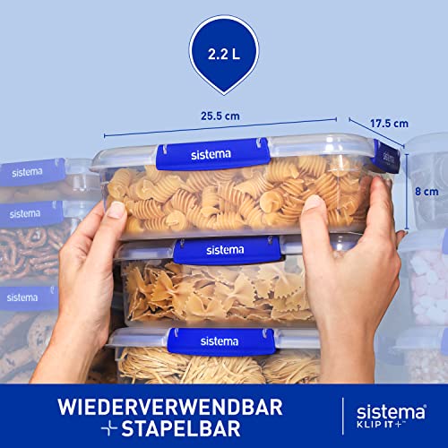 Sistema KLIP IT PLUS Frischhaltedosen Set | 2,2 l | auslaufsicherestapelbare und luftdichte Vorratsdosen mit Deckel… – Ansicht 4