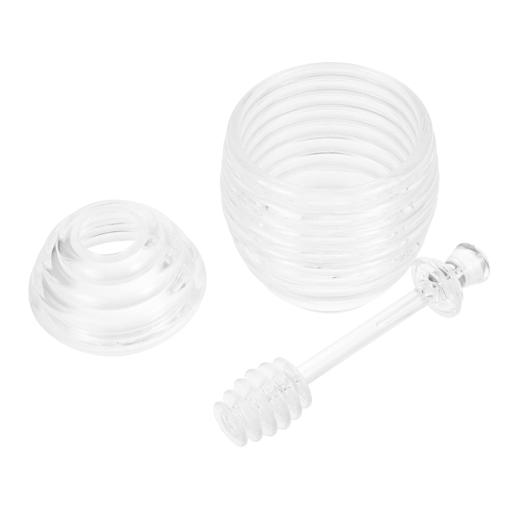 Hemobllo 1Set Plastic Honey Storage Jar with Dipper Syrup Dispenser for Kitchen Compact and Convenient Honey Pot Container for Home Use and Food Preservation
