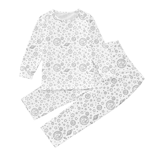 DIY Cartoon 𝗣ajamas Sets for Boys Girls Hand Painted 𝗣ajama 𝐒leepwear Kids Christmas Black White 𝗣js Outfits Suit