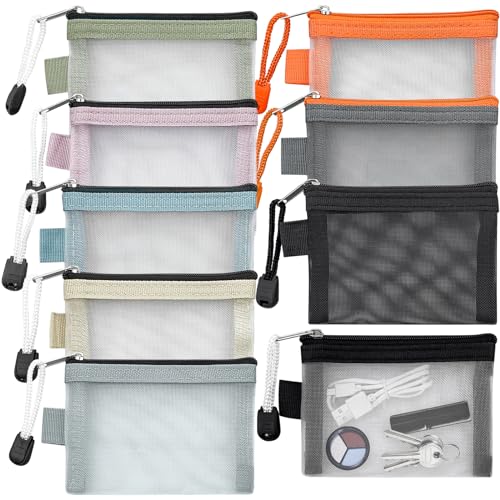 Aswewamt 9 Pcs Mini Zipper Mesh Bags, 4.3