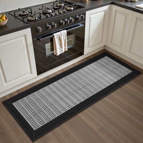 SIXHOME Black 40 * 120cm Kitchen Mats non slip Washable Modern Kitchen Absorbent and Stain-Resistant Kitchen Floor Runners