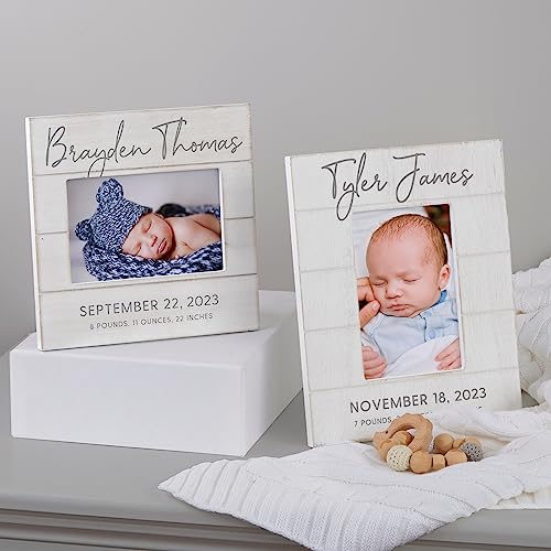 Personalization Universe Personalized Simple And Sweet Baby Shiplap Frame 5X7 Horizontal Picture Frame - Rustic Whitewashed Wood Photo Frame For Newborn, Boy Or Girl thumb #3
