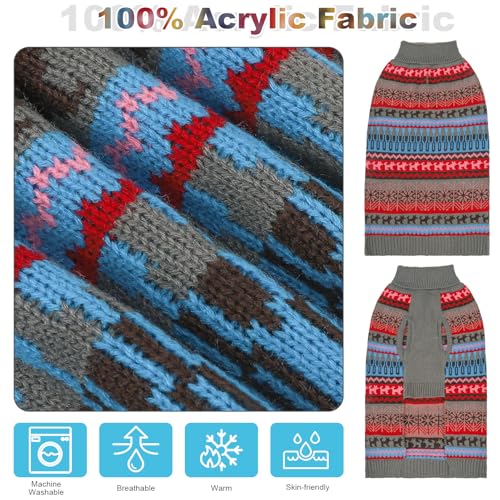 Image of Mihachi Dog Sweater - Winter Coat Apparel Clothes with Colorful Stripes for Cold Weather