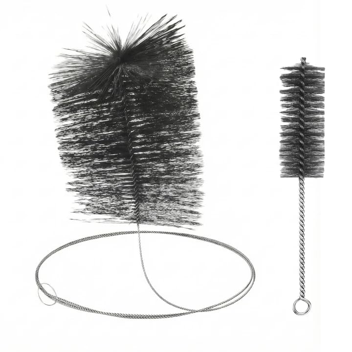 2 Stück Ofenrohrbürste Set Schornsteinbürste Ofenrohrbürsten zur Rohrreinigung Ofenbürste Kaminbürste ø 150 mm/180 mm Kaminbesen Rohrbürste Mit Schubstange und Stahldraht für Kaminreinigung (17cm)