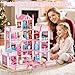 4 Stories Doll House for Girls, DIY Dollhouse Accessories Playhouse with Furniture and 11 Rooms, Pretend Play House with Lights for Kids, Portable Building Dolls Playset Toys Kit Gift for Ages 6+