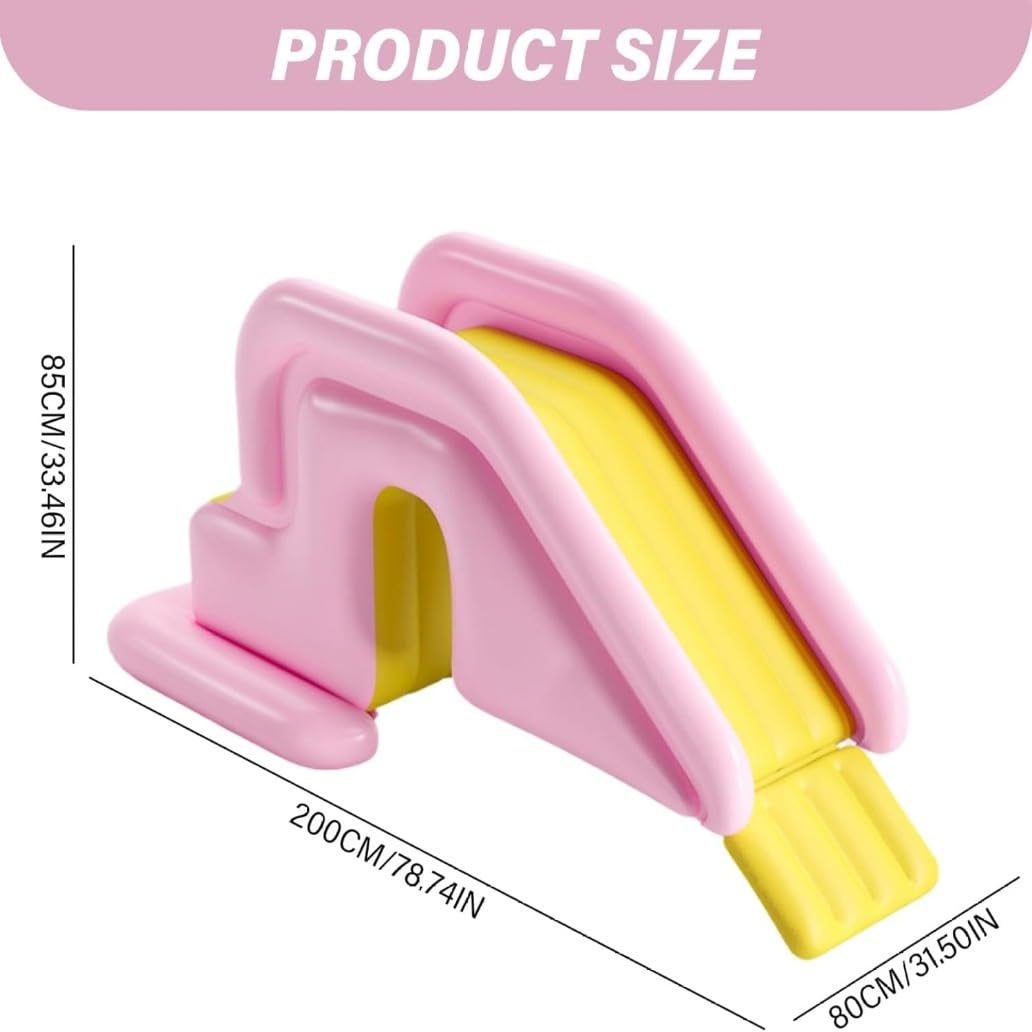 Scivolo Gonfiabile, Gradino Gonfiabile Antiribaltamento con Pompa Pedale di Gonfiaggio(Pink)