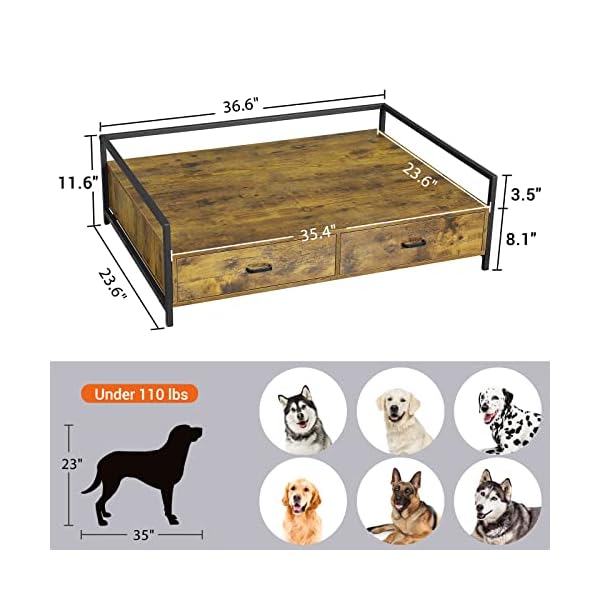 MSMASK Elevated Dog Beds Frame, Dogs Cats Sofa Chair with Drawer, Modern Style Wood and Iron Frame Dog Furniture MSMASK Elevated Dog Beds Frame, Dogs Cats Sofa Chair with Drawer, Modern Style Wood and Iron Frame Dog Furniture