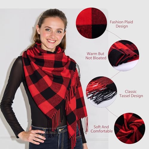 Image of Loritta Winter Scarf for Women, Long Plaid Shawl Wraps Scarves Gifts