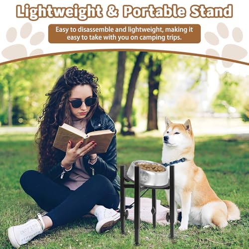 Erhöhter Hundenapf mit 10-15° Geneigten, 3 Höhenverstellbar 7,5-18,5cm Breit Futterstation Stabiler und Rutschfester Metall Futternapf Hund Erhöht für Kleine, Mittelgroße, Große Hunde (Nur Ständer)