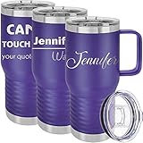 Personalized Tumblers with handle, Splash Proof Lid, Your Name/Text Engraved in USA Customized Cups,