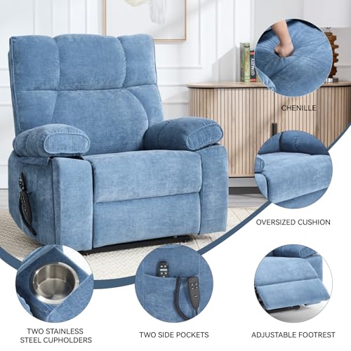 Sillón Plegable Chenille Azul miniatura 4