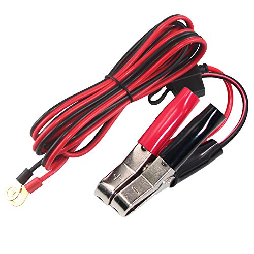 KUNCAN Eyelet Terminal with Battery Clamp Extension Cord - 16AWG Battery Alligator Clips Cable 12V/ 24V Battery Clip-On For High-power Inverter 15A Fused (10ft)