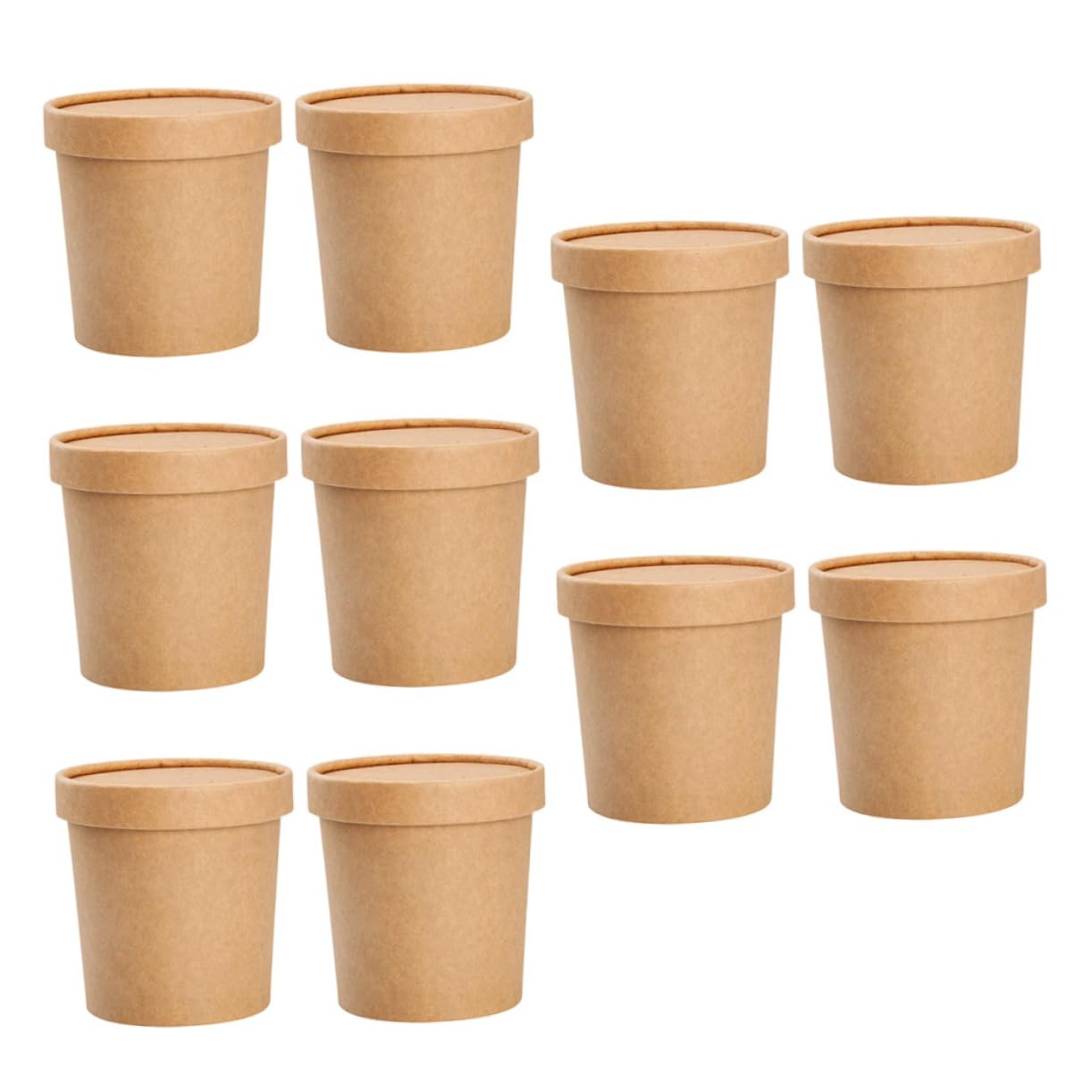 Beavorty 10 Pack Disposable Porridge Cups Kraft Soup Buckets Covers Oil Proof Soup Cups Take Out Containers Lids