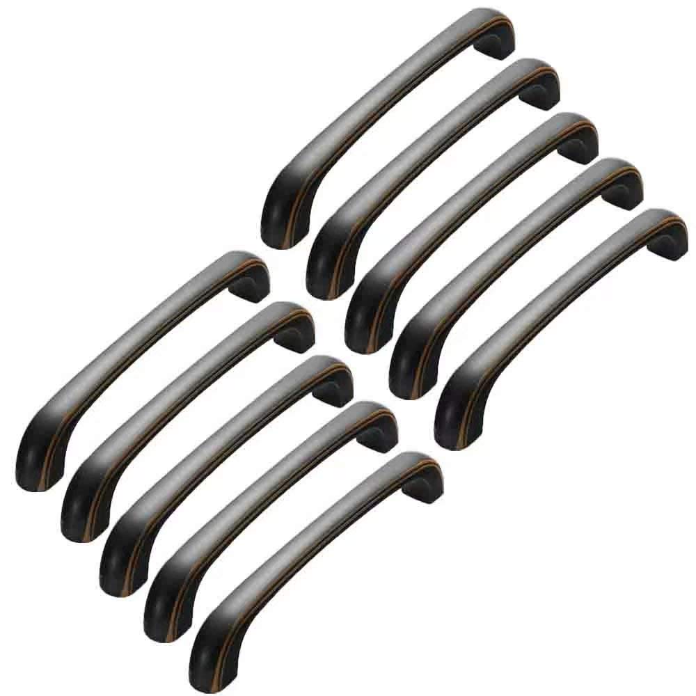 10 Stück Küchenschrankgriff Schubladengriffe Möbelknäufe Türknauf Griffe aus Zinklegierung Klassische Schubladengriffe (Schwarz + Retro-Kaffee Lochabstand 128 mm)