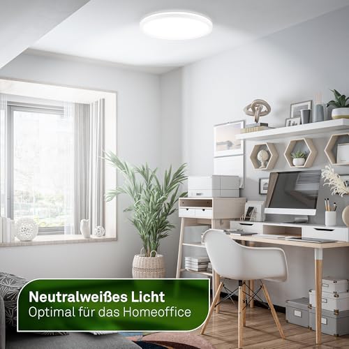BRILONER - EEK A Panel LED wydajny 11W przy 2400lm, ok. 50.000h światła, płaski, CCT, światło pośrednie, plafon LED, oświetlenie sufitowe do salonu, 29,3x3 cm, biały
