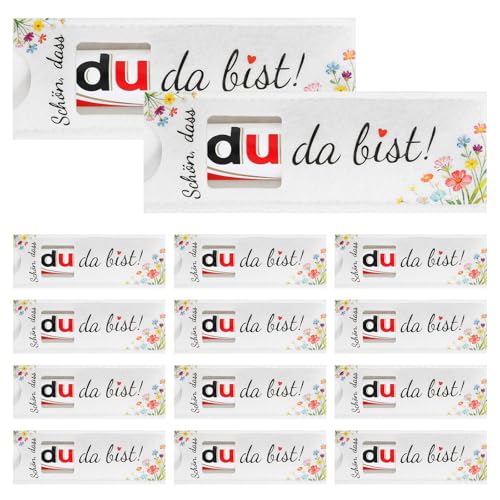 Schön Dass Du Da Bist 20 Stück Schokolade Geschenke Weiß Hülle Filz Buntes Blumenmuster Hülle Filz Filzhülle für schokolade ohne Schokolade für Hochzeitsgeschenke Hochzeit Konfirmation Geburtstag
